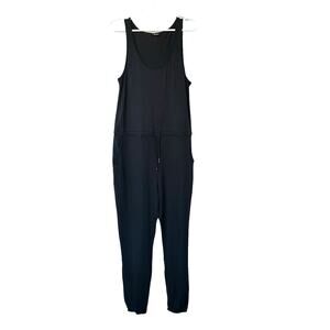 MPG Women Jumpsuit Medium Black Tank Sleeveless Drawstring Waist Pockets‎ Casual